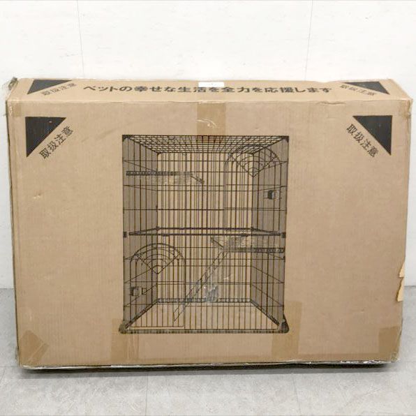 D8936 B品 猫 ケージ キャットケージ 2段 ブラック フェンス サークル お手入れ簡単 組立簡単 ドアロック 猫用 多頭飼い ペット用品 牧小苫 C10030-2s