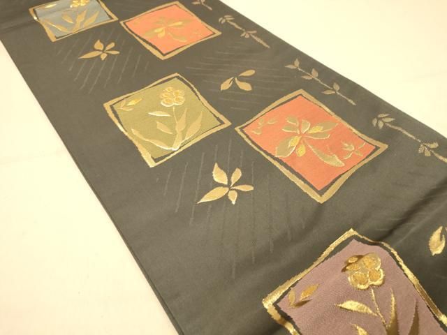 【お得，セール】 平和屋着物▼六通柄袋帯　草花文　金銀糸　正絹　逸品　DAAV5527az