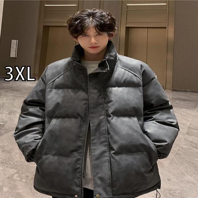 3XL 春 コーデ メンズ 用 服 シンプル ファッション オシャレ 大人 かっこいい 大きいサイズ ストリート 紳士服 レザーダウン ジャケット レトロ ソリッドカラー スタンドカラー 厚手 暖かい PU ジャケット ゆったり ジャケット