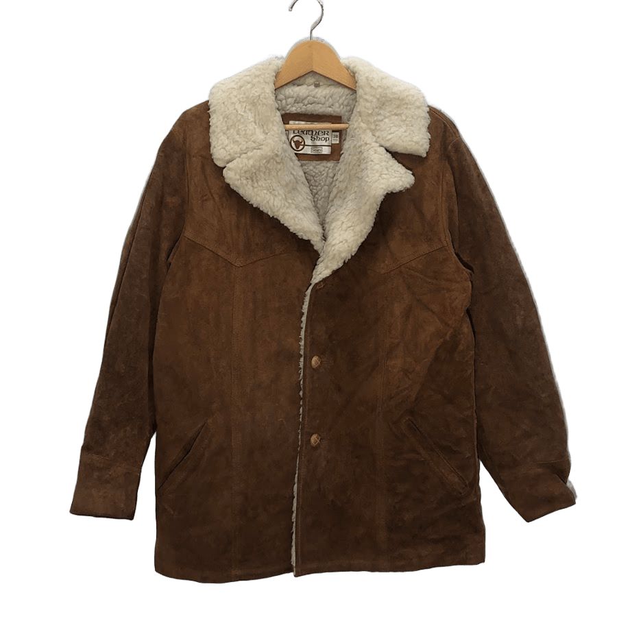 80s~90s VINTAGE オープンカラー スウェード レザージャケット 90s VERA PELLE A-1タイプ ディアスキン スエード レザー