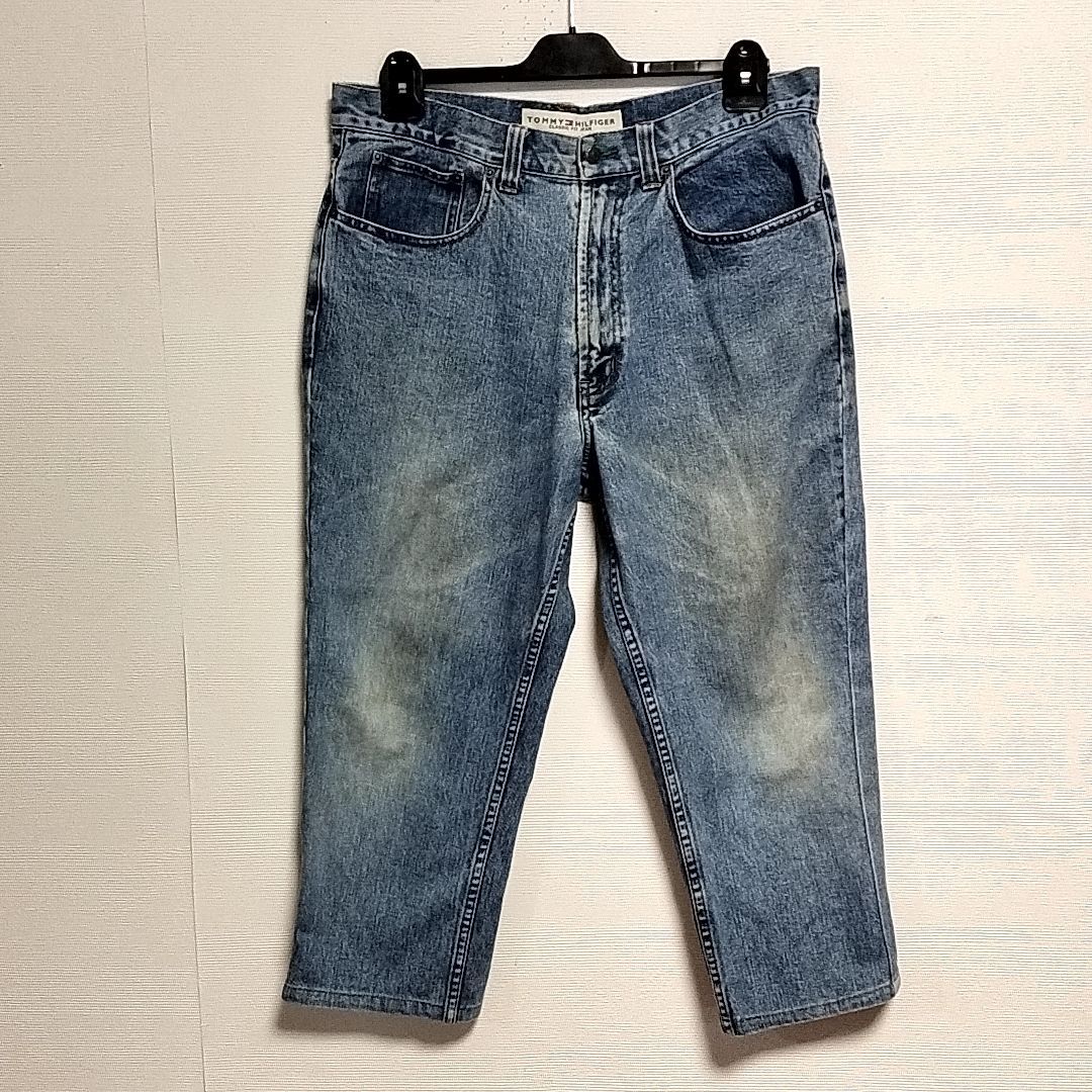 古着 TOMMY HILFIGER トミーヒルフィガー ヴィンテージクラシックフィットジーンズ ワイドパンツ メンズ 35/32インディゴ系・6880円、メンズ・デニム・ジーンズ・ワイドパンツ・７分丈・ヴィン