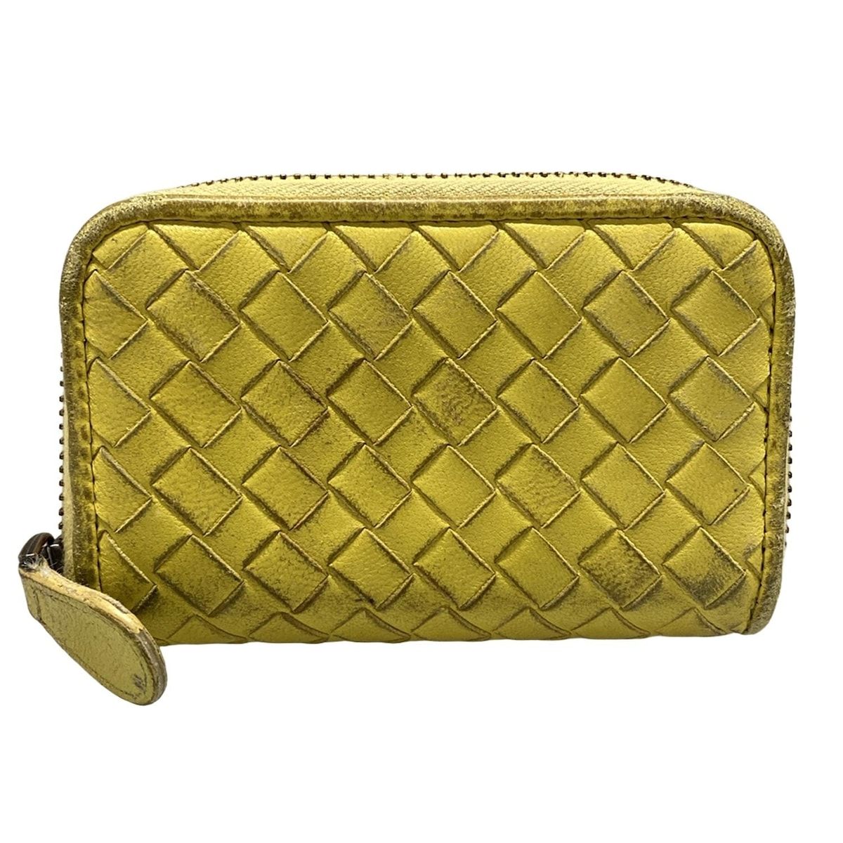 BOTTEGA VENETA ボッテガヴェネタ コインケース イントレチャート イエロー ラウンドファスナー レザー