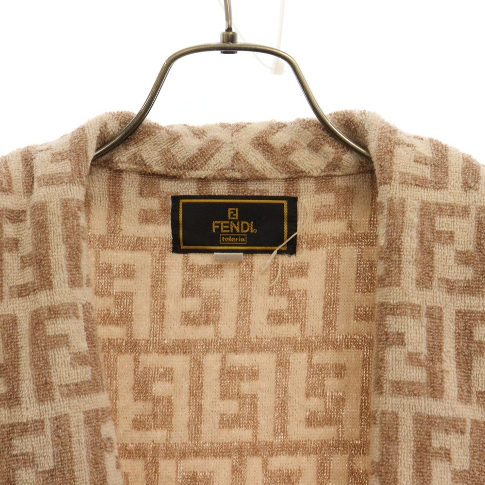 FENDI (フェンディ) ズッカ 総柄 ガウンコート Fロゴ パイル地