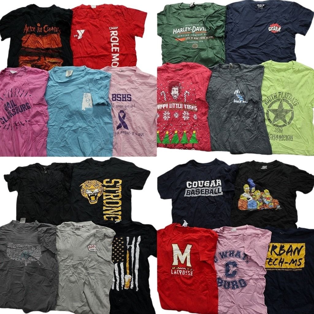 古着卸 まとめ売り カラーmix プリント 半袖Tシャツ 20枚セット