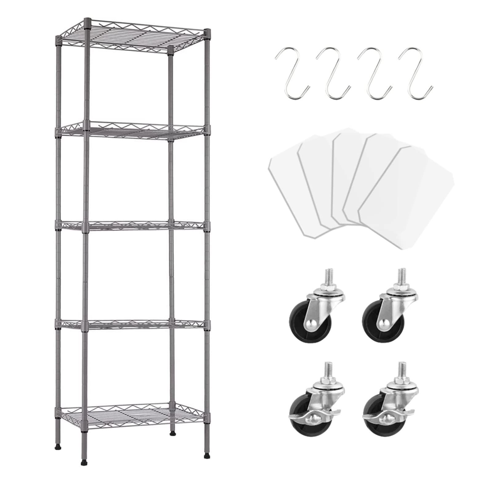 商品 Fainyearn スチールラック レンジ台 キッチンラック 収納ラック キッチン 整理棚 本棚 シェルフ棚 メタル製 メタルラック 高さ調節 幅42cm×奥行30cm×高さ150cm シルバー5段幅42cm