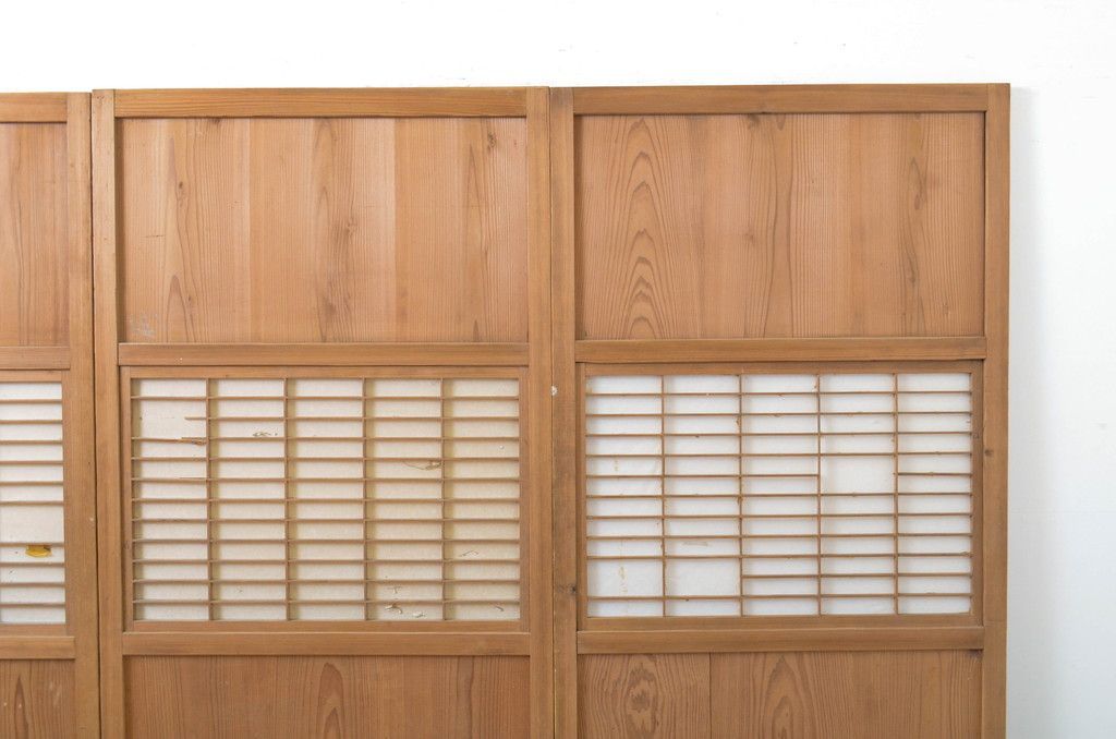 書院戸 片面ガラス入 引戸と欄間の3枚セット 組子障子 昭和レトロ 書院