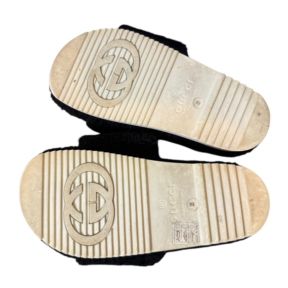 美品 GUCCI グッチ インターロッキングG ムートン ボア サンダル 35