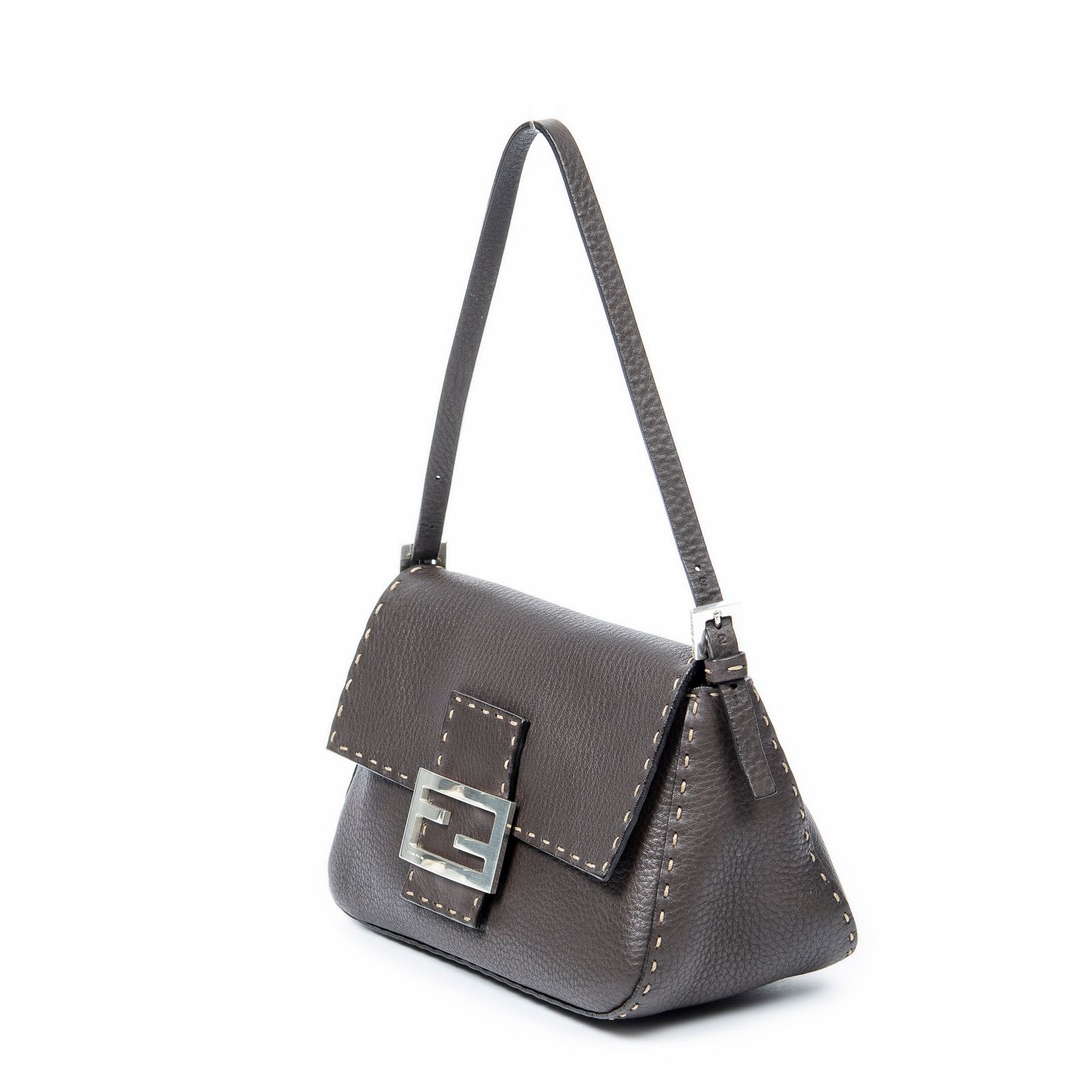 FENDI フェンディミニセレリアママバゲットダークブラウンセレリアレザーA