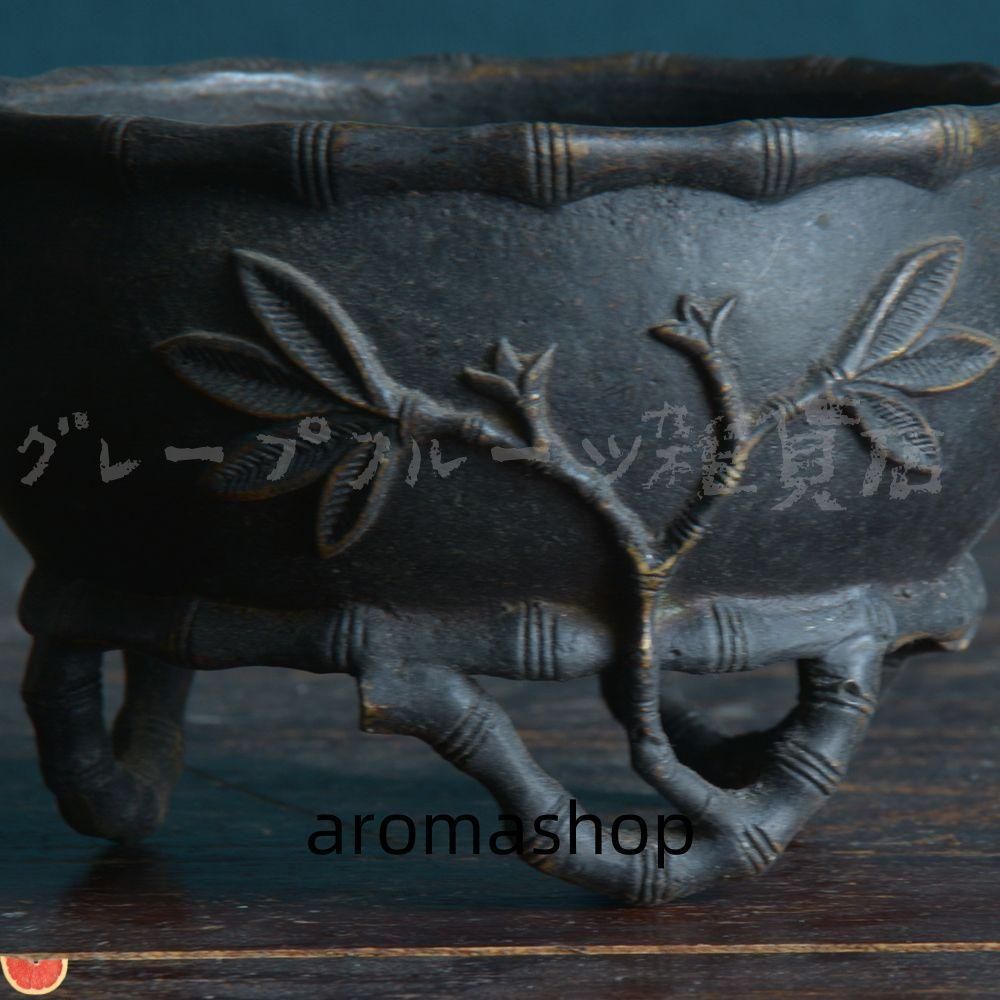 銅炉 香炉【福地洞天】 三足竹節紋香炉 宣徳炉 茶道香道具 工芸品 置物 銅炉 香炉【福地洞天】 三足竹節紋香炉 宣徳炉 茶道香道具 工芸