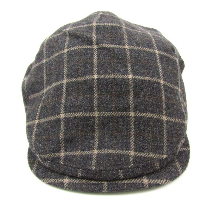 ボルサリーノ ハンチング 帽子 ブランド チェック柄 日本製 ♥品 メンズ M 56.5cm サイズ グレー Borsalino