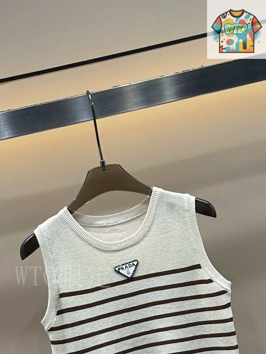 今日特価】Prada 25 夏季 ストライプカラーブロック ニット