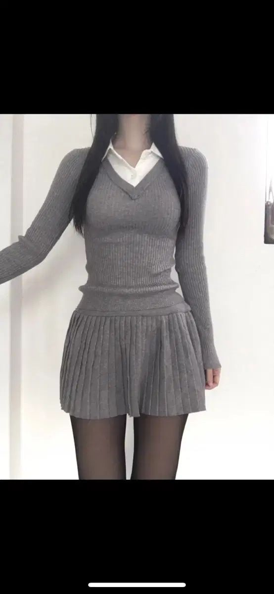 ably エイブリー プレッピールック こっけいなシック ニット シャツ セットアップ