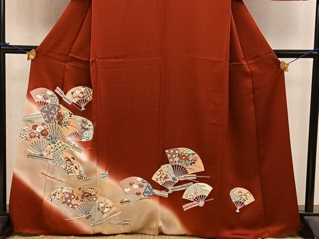 平和屋着物▽訪問着 単衣 立波飛鶴文 金彩 洗える着物 AABA7912jh