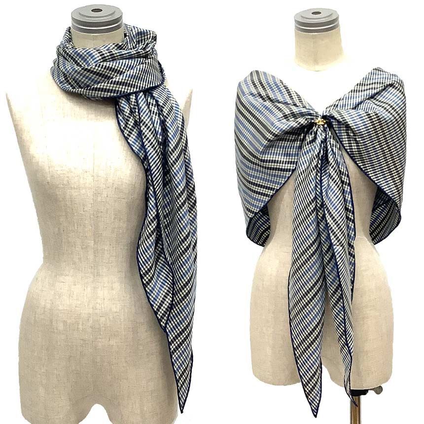 HERMES エルメス LOSANGE ロザンジュ ロサンジュGM ひし形 スカーフ チェック シルク ストール ショール aq12133