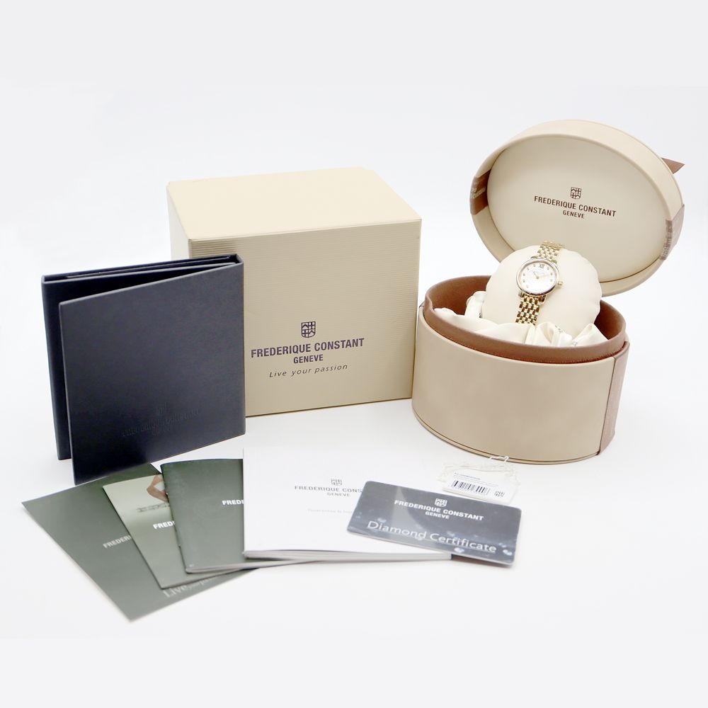 電池交換済 FREDERIQUE CONSTANT フレデリックコンスタント スリムライン ミニ FC-200WHDS5B ダイヤモンド 10Pダイヤ シルバー YG イエローゴールド レディース クォーツ【6ヶ月保証】【腕時計】【中古】 電池交換済 FREDERIQUE CONSTANT フレデリックコンスタント スリム