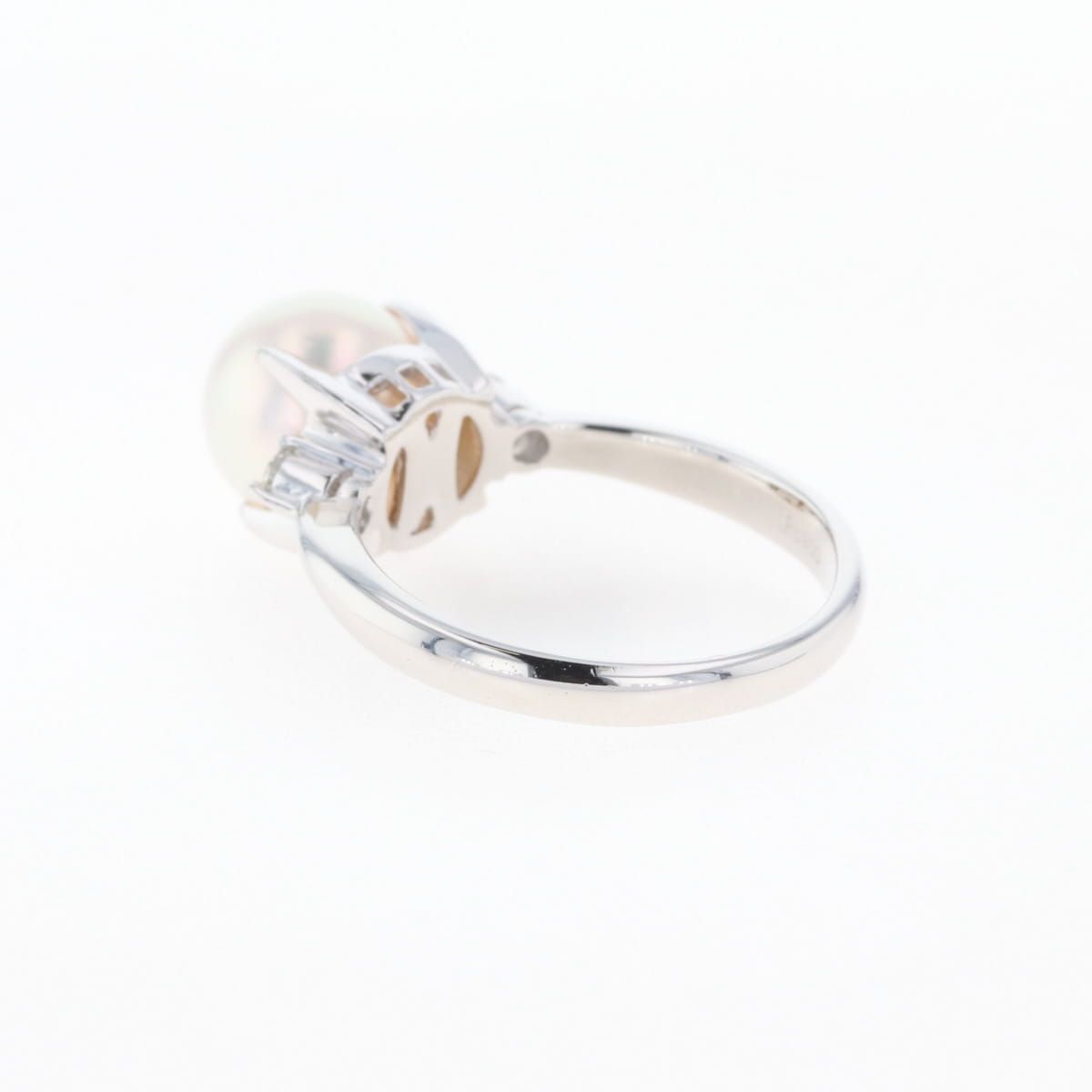 パール デザインリング プラチナ 指輪 メレダイヤ 真珠 リング 12号  