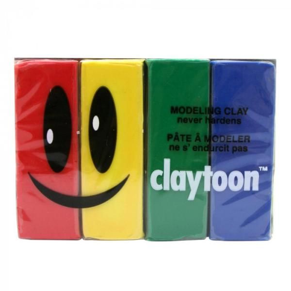 【新品・3営業日で発送】中部電磁器工業 MODELING CLAY(モデリングクレイ) claytoon(クレイトーン) カラー油粘土 4色組(プライマリー) 1Pound 3個セット (1549505)