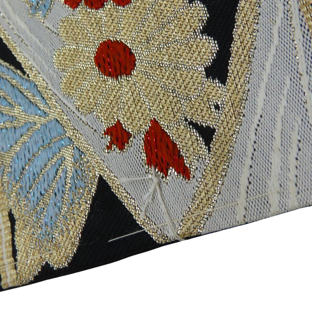 中古】未使用展示品 名古屋帯 吉祥文様 正絹(金銀糸除く) ブラック