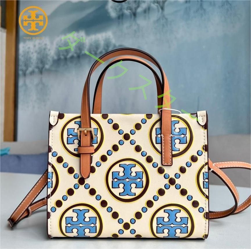 新品未使用]Tory Burch トリーバーチ MINI T モノグラムミニ トートバッグ 2WAY ショルダーバッグ エンボス加工 アウトレット品  ベージュ 146257 - メルカリ