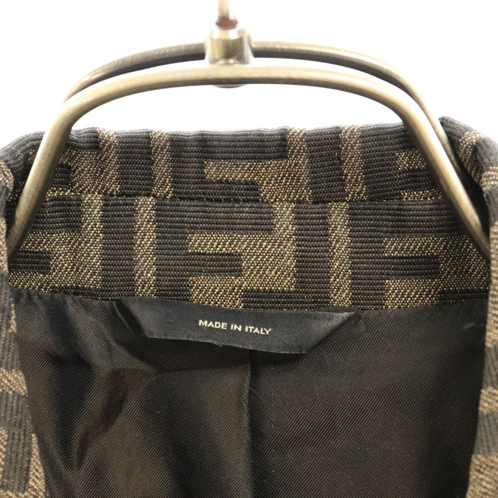 FENDI (フェンディ) ズッカ総柄2Bテーラードジャケット ブラウン