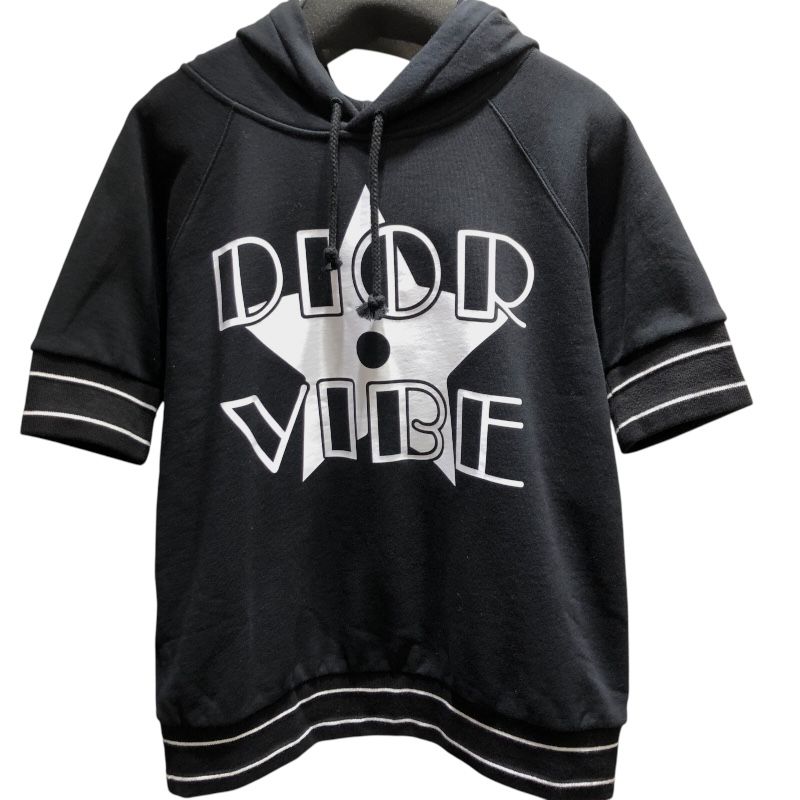 クリスチャン ディオール Christian Dior DIOR VIBE ショートスリーブパーカー 243S06A4063 ブラック コットン レディース 半袖Ｔシャツ
