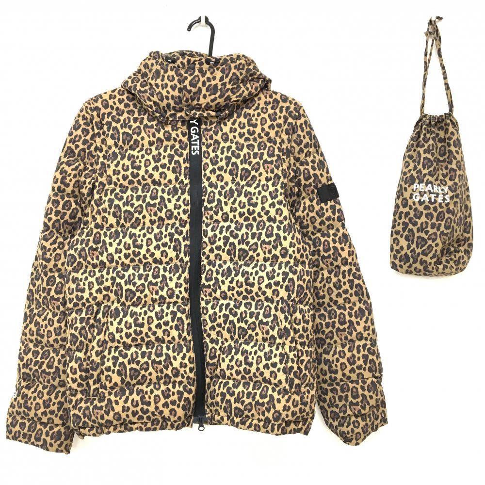 超美品】パーリーゲイツ 4WAYダウンジャケット ブラウン×黒 レオパード