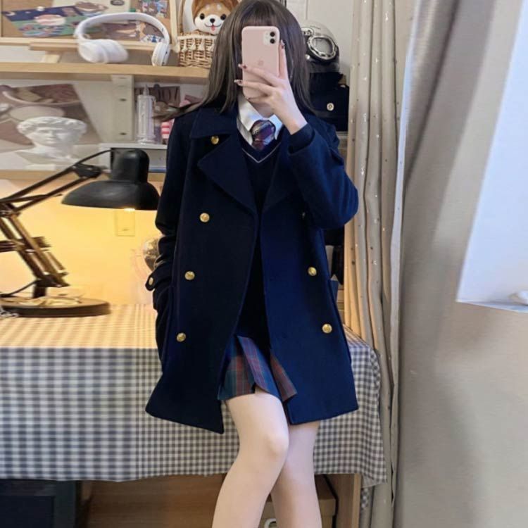 無地 トレンチコート コート 制服 通勤 学生 女子 Pコート レディース 制服 女子 通学 オフィス 制服 高校生 中学生 スクールコート 学生服 ピーコート 厚手 ジャケット ピーコート zjjj2215