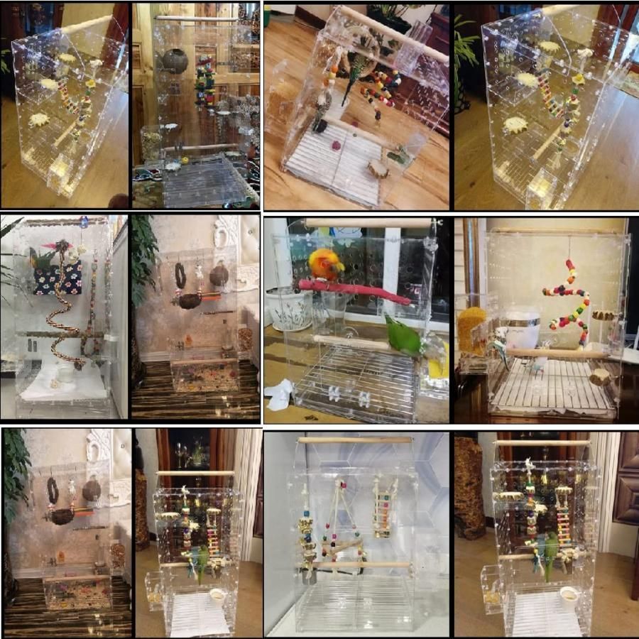 鳥かご 前後透明アクリルパネル 飛び散り防止 バードケージ 鉄製 頑丈