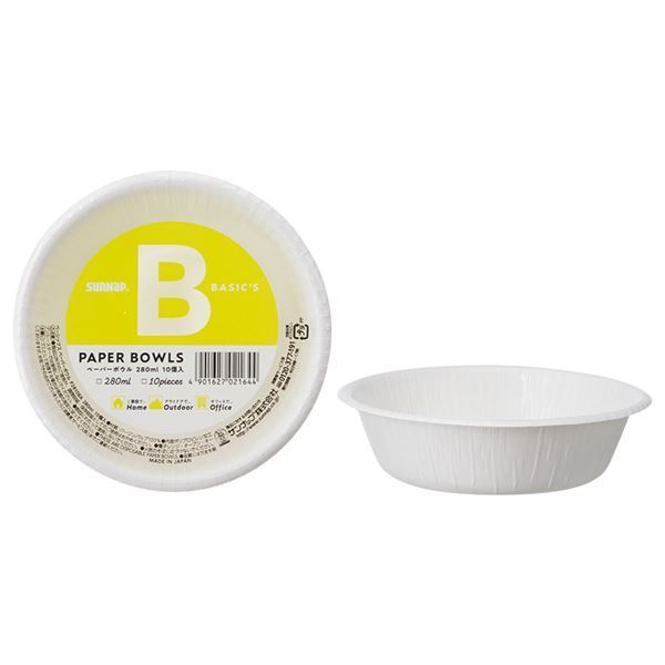 〔まとめ〕 紙皿 使い捨て容器 ホワイト 280ml 10個入 120個セット BASIC S 日本製 ペーパーボウル アウトドア パーティー 宴会