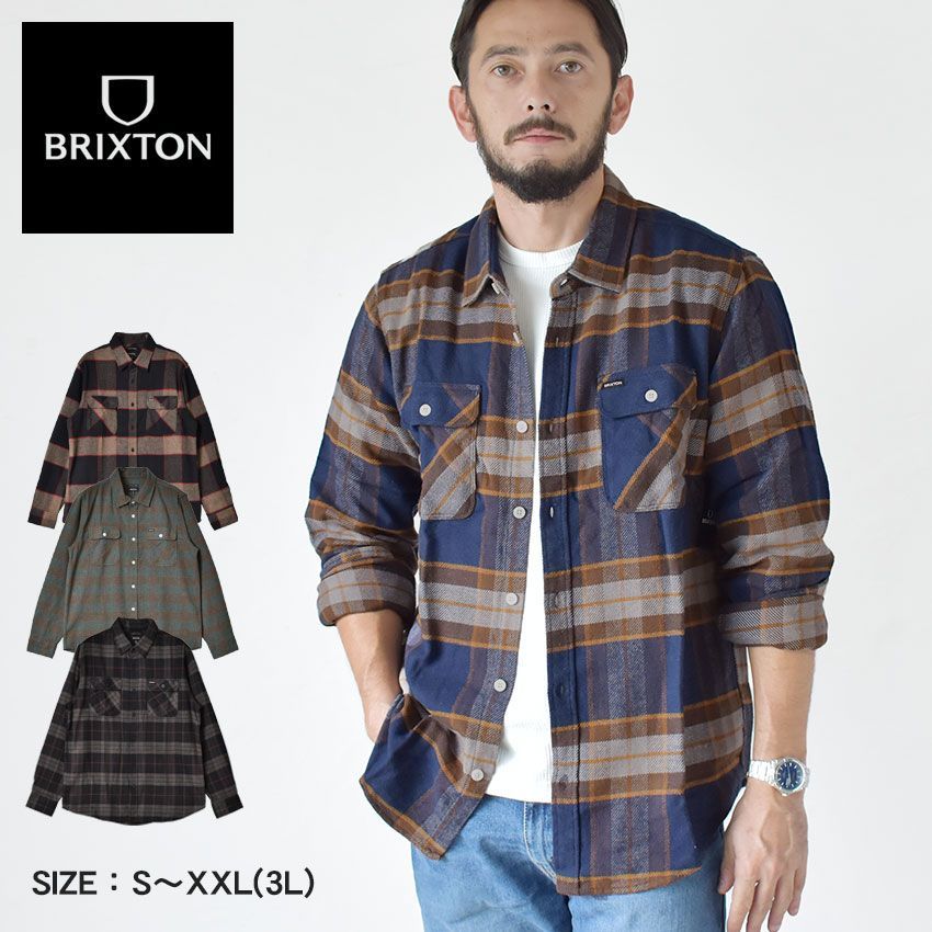 ブリクストン カジュアルシャツ 01213 メンズ BOWERY L/S FLANNEL BRIXTON カラー:04.ジョーブルー  品番：2377-0012 - メルカリ