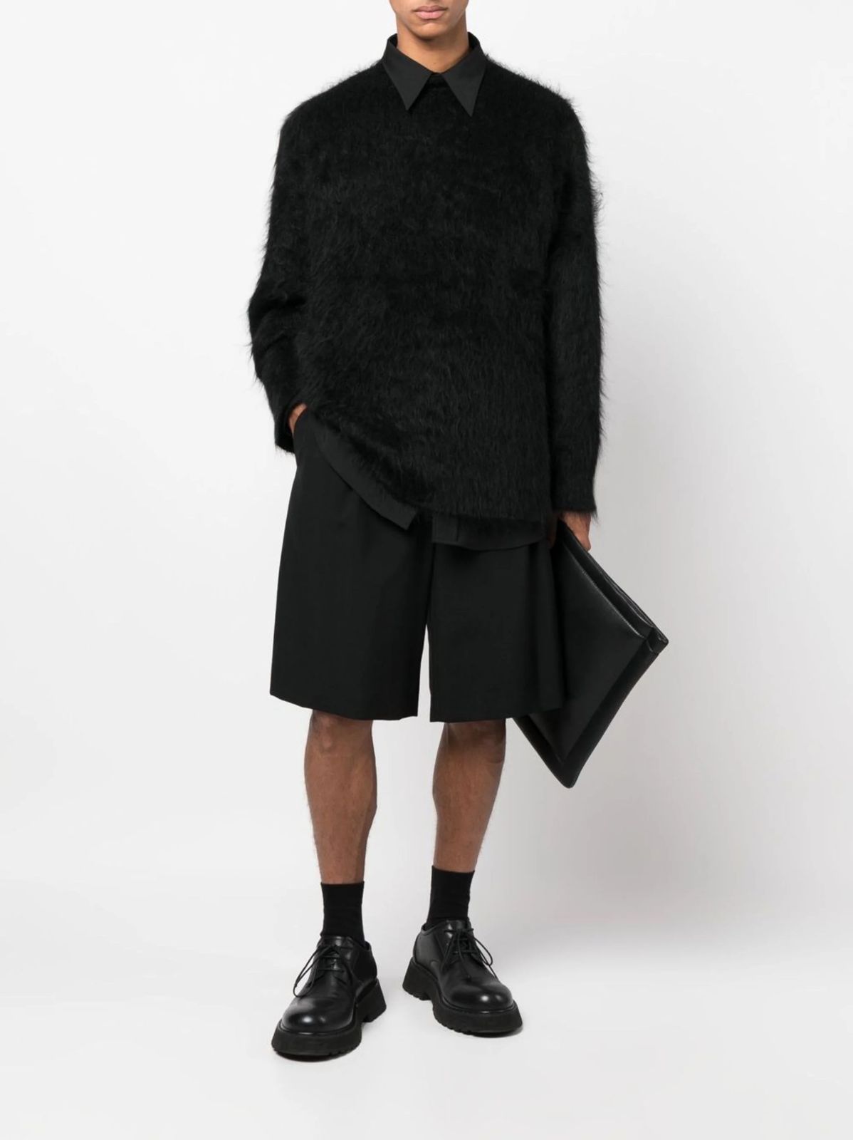 Yohji Yamamoto POUR HOMME｜ヨウジヤマモト プールオム 10G HALF CARDIGAN FUR FINISH CREW NECK モヘアニット