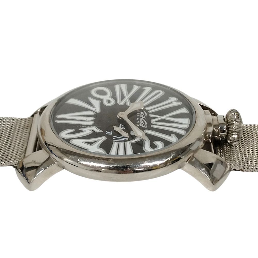 【超美品】GaGa MILANO フラット 42mm 腕時計 シルバー 希少 GaGa MILANO ミラノ 時計 シルバー 超美品】GaGa MILANO フラット 42mm