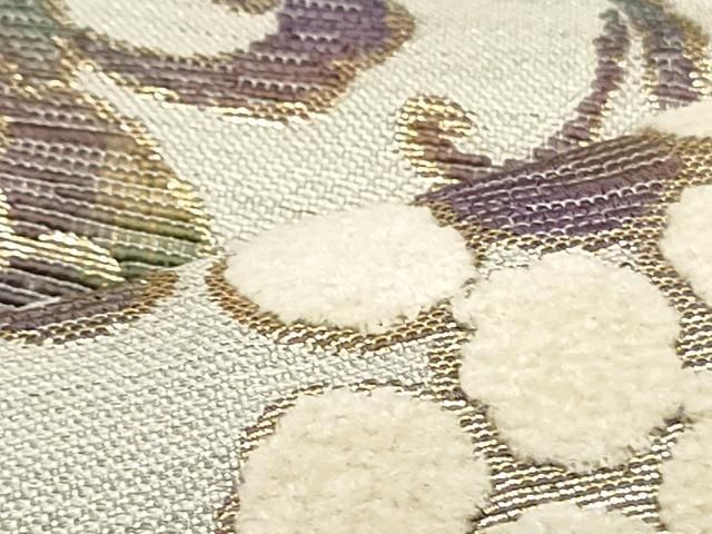 モール織 葡萄文 袋帯 金糸 正絹 六通 Q1067 モール織 葡萄文 袋帯 金糸 正絹 六通 Q1067