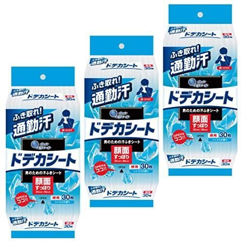 エリエール 汗拭きシート 大判サイズ ドデカシート for MEN 90枚 30枚×3パック 爽やかなシトラスの香り