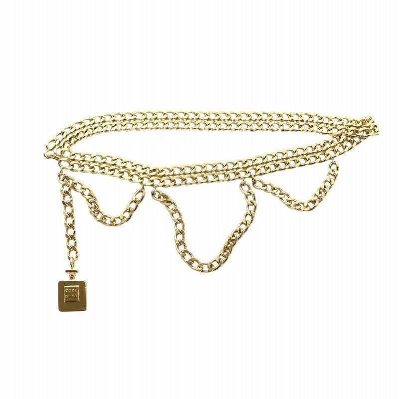 CHANEL ❤️ シャネル　チェーンベルト　ロゴ　ゴールド CHANEL シャネル チェーンベルト ロゴ レザー ゴールド ブラック