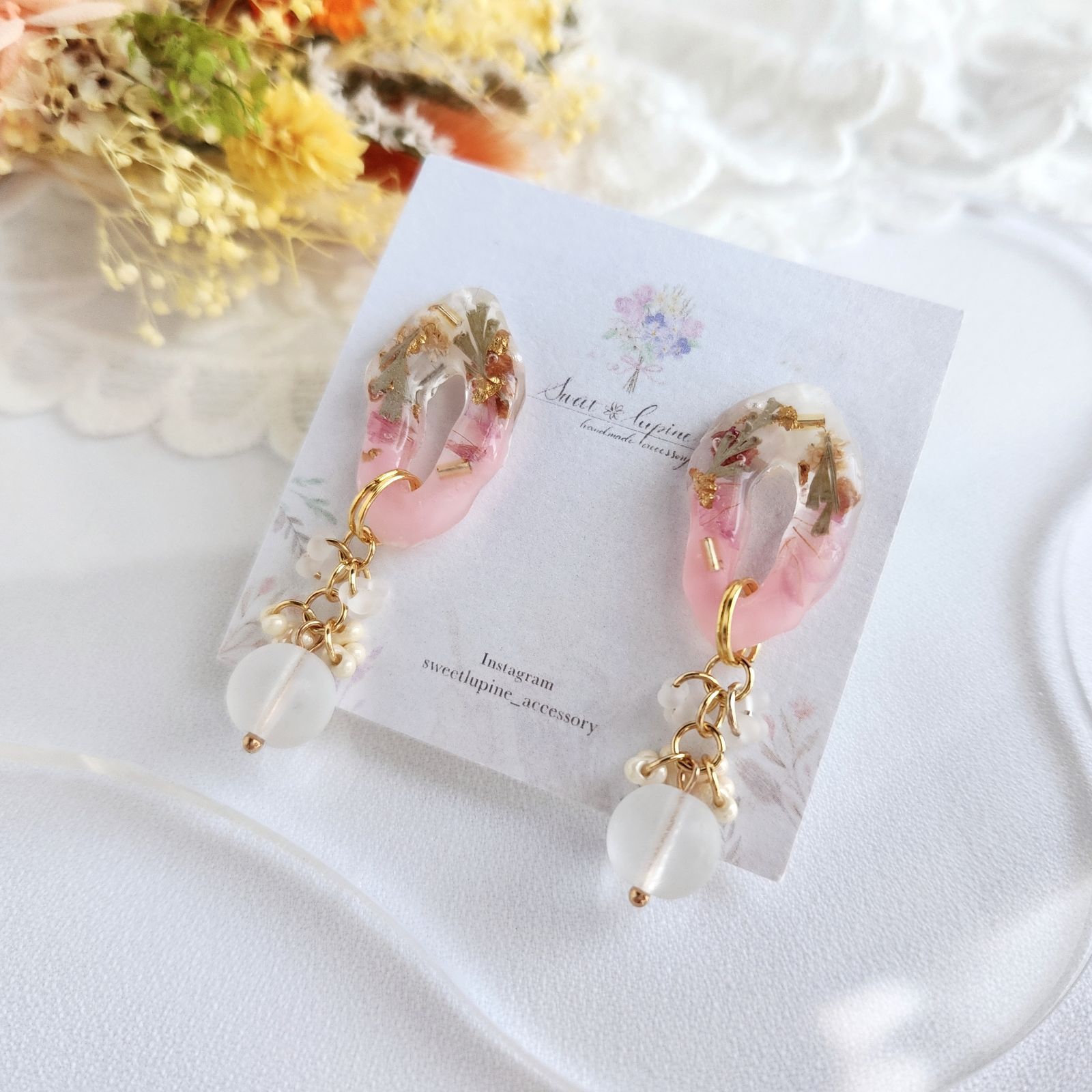 【SALE/85%OFF】 ピアス (308)フラワーレジンマットビーズイヤリング イヤリング 【SALE/85%OFF】 ピアス (308)フラワーレジンマットビーズイヤリング イヤリング
