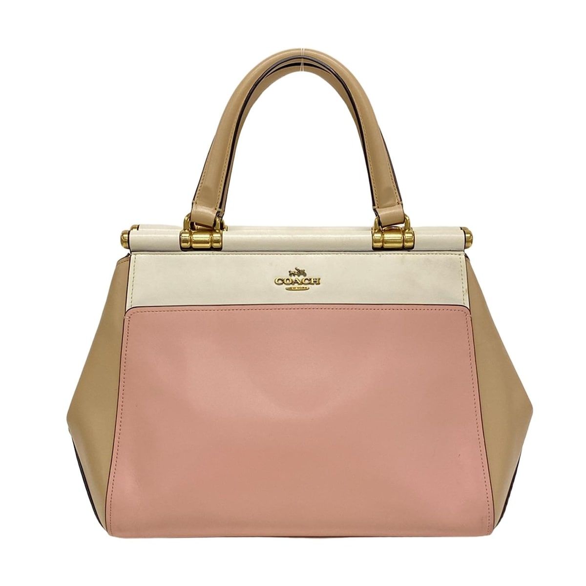COACH コーチ ハンドバッグ グレース ブロック 26831 ライトピンク×アイボリー×ベージュ レザー