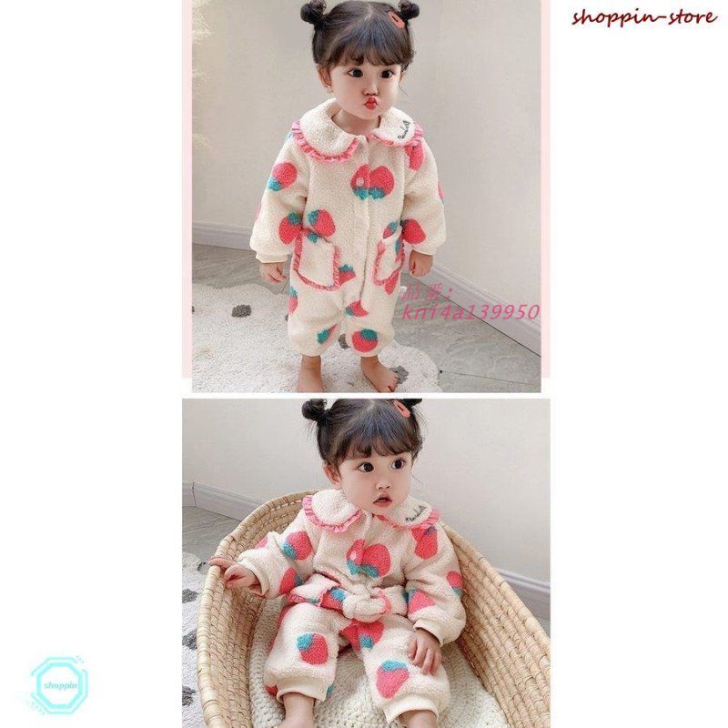 ベビー服 カバーオール ロンパース 長袖 長ズボン 可愛い 赤ちゃん 女の子 冬用 女児 新生児 幼児 ベビー 59 66 80 防寒 裏起毛 73 かわいい kni4a139950
