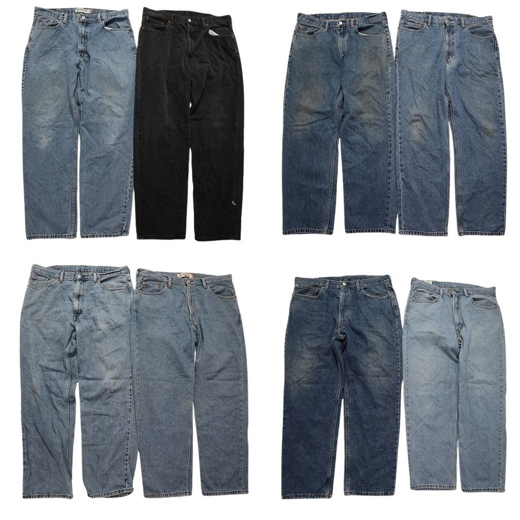 古着卸 まとめ売り リーバイス 550 デニム パンツ 8枚セット メンズ 38 インディゴブルー ブラック フェード グランジ 古着 NC1262
