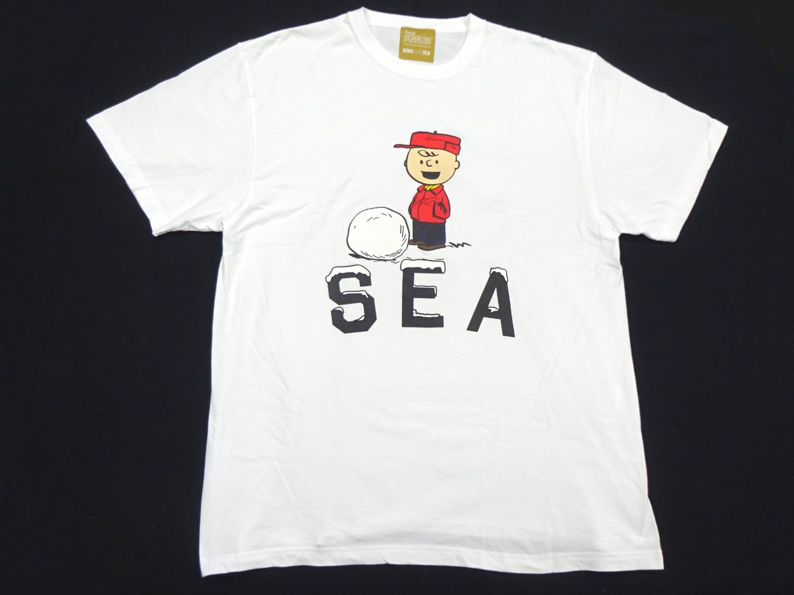 WIND AND SEA チャーリーブラウン Tシャツ M 120 マスタード WIND AND SEA チャーリーブラウン Tシャツ M 120 マスタード