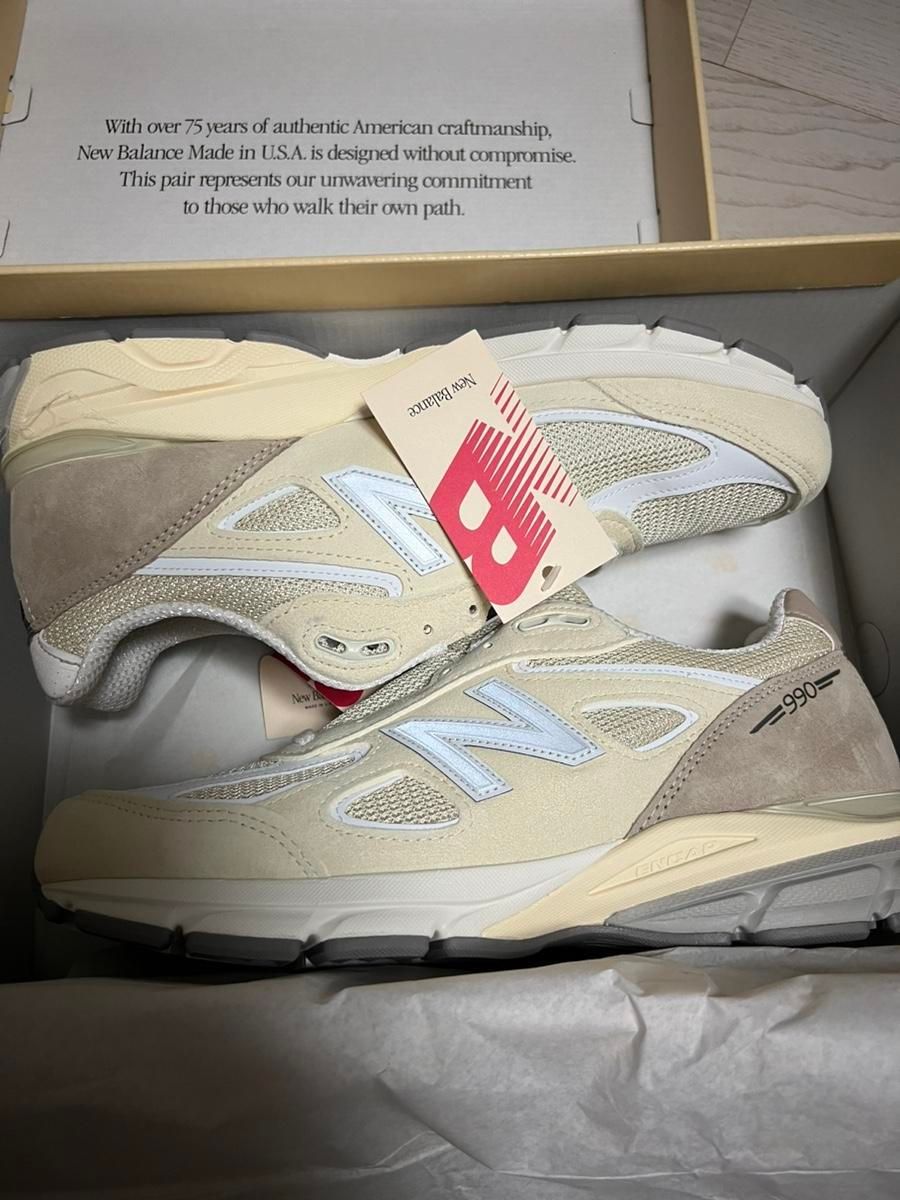 【雷市場（ポンジャン）商品韓国直送】ニューバランス新品 990v4 クリーム 白 us 10 （ u990te4 ）