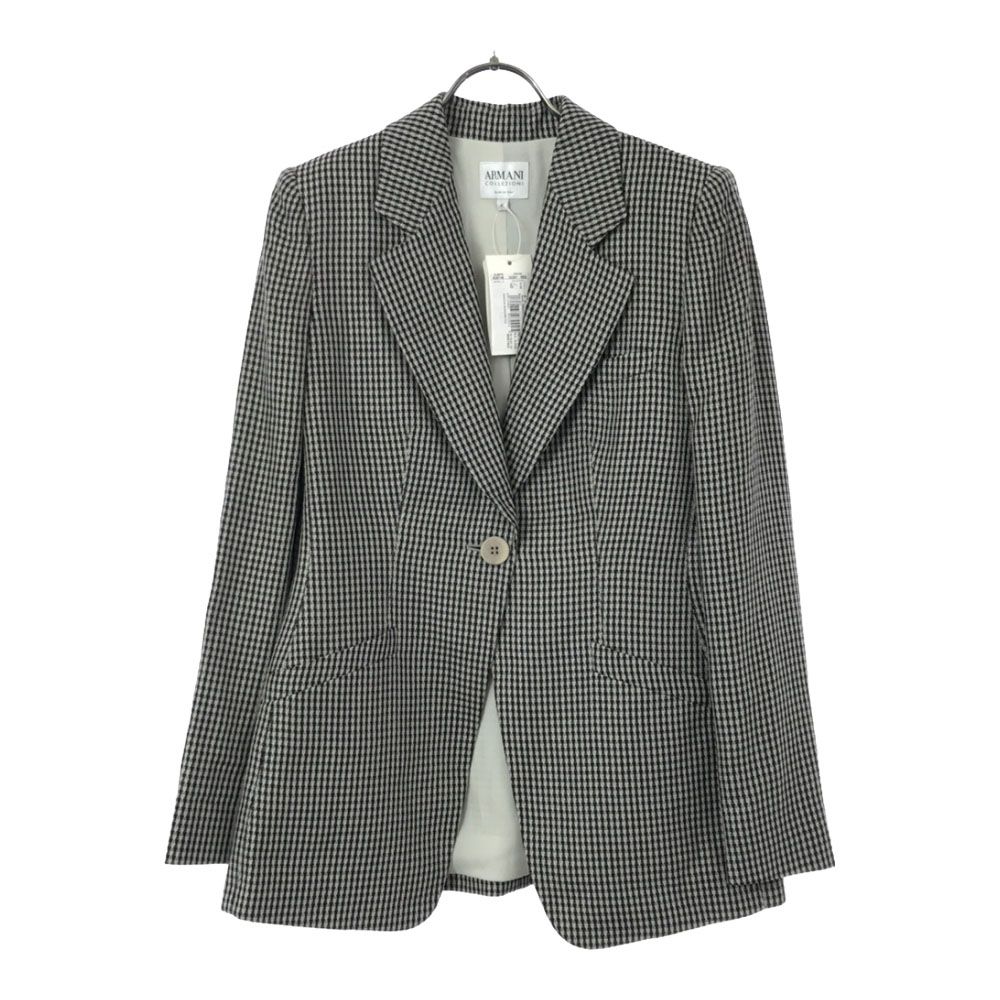 ARMANI COLLEZIONI チェック柄 テーラードジャケット 40 未使用 アルマーニ コレツィオーニ イタリア製 リネンブレンド