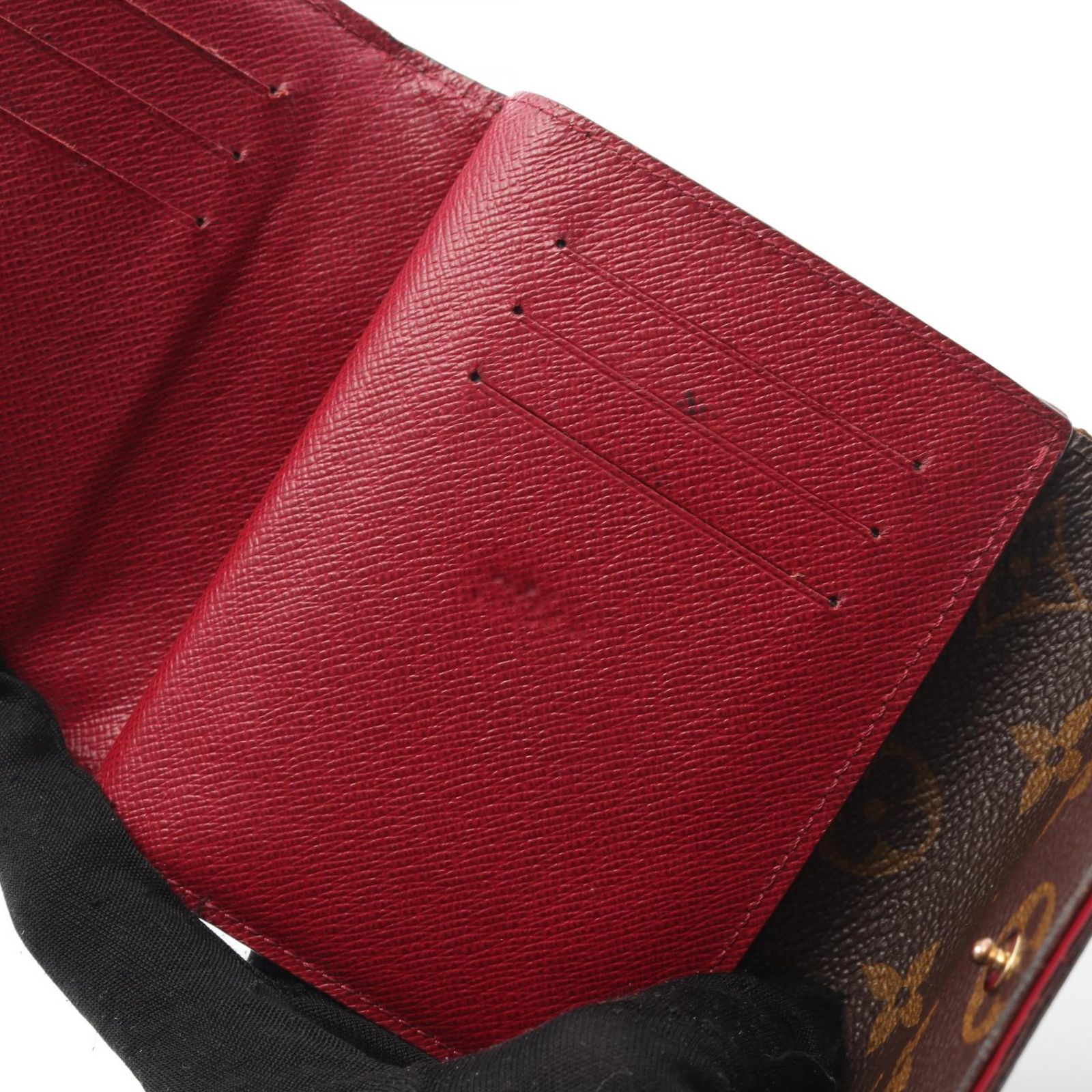 美品☆ Louis Vuitton 三つ折り財布 レッド/ブラウン ルイ