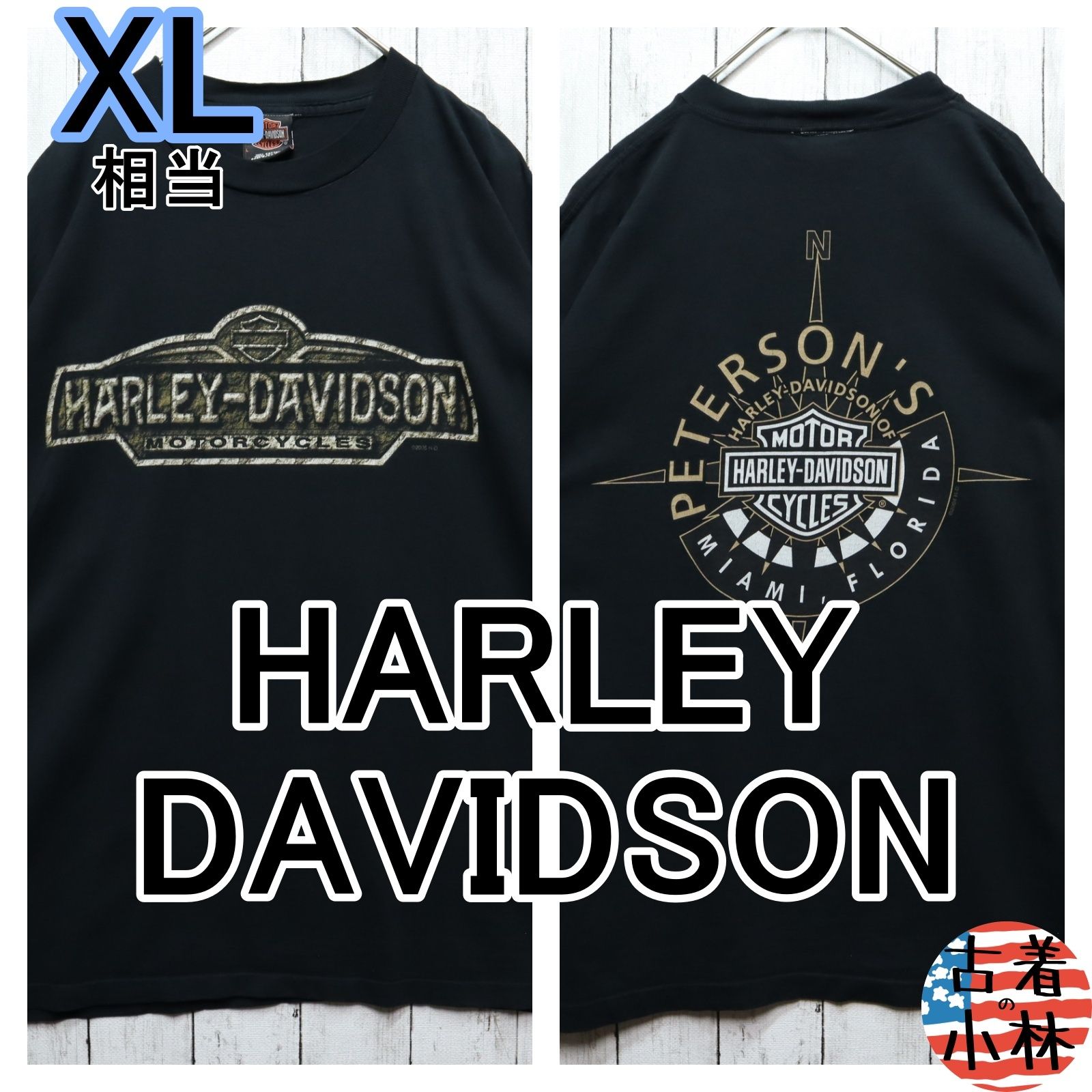 メンズXL A品 00s ハーレーダビッドソンTシャツ黒1429