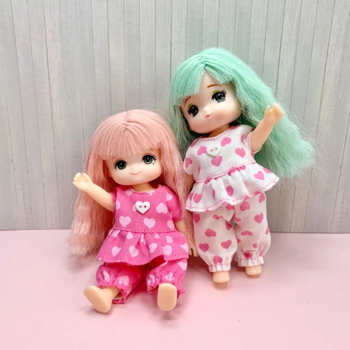 リカちゃん ミキちゃんマキちゃん 服 2着セット ハート柄 パジャマ上下