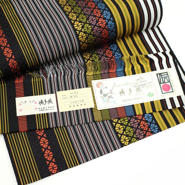 新品】 名古屋帯 八寸 本場筑前博多織 原田織物 全通柄 全通 正絹 絹