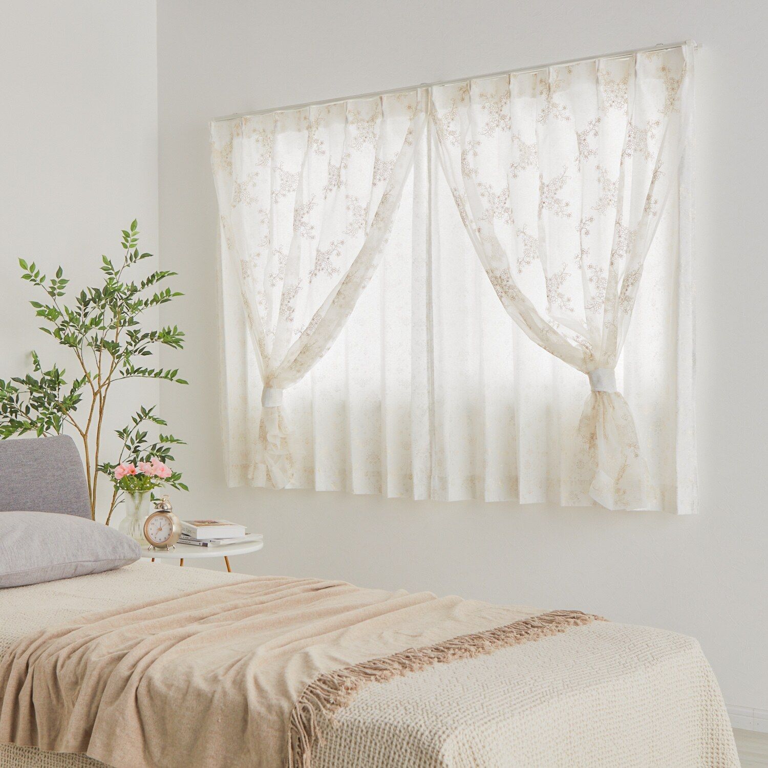 カラフル＆白花モチーフ マルチカバー クロス レース編み マルチカバー