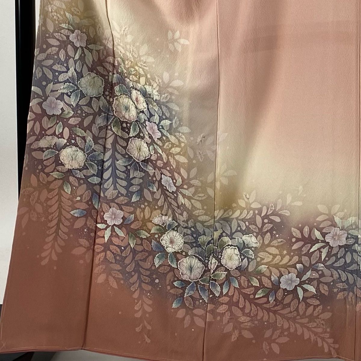 訪問着 身丈166.5cm 裄丈68cm L 袷 辻が花 染め分け ぼかし ピンク 正絹