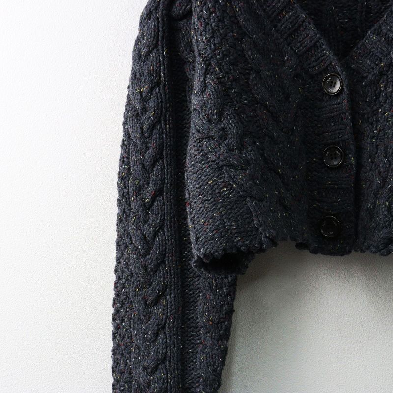 2024SS ウーア Uhr Cable Short Cardigan ケーブル ショート カーディガン F/グレー 羽織り クロップド ニット【2400014394382】 2024SS ウーア Uhr Cable Short Cardigan ケーブル ショート