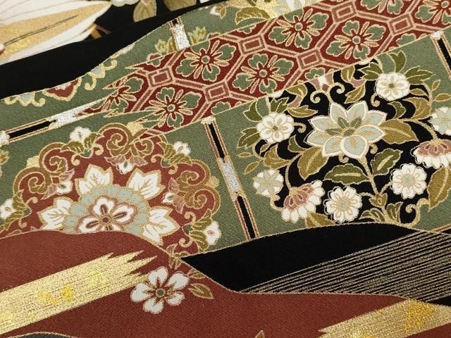 蘇州刺繍 相良刺繍 黒留袖 比翼仕立て 金糸 正絹 X528 蘇州刺繍 相良刺繍 黒留袖 比翼仕立て 金糸 正絹 X528